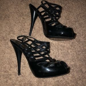 Authentic Fendi black Patent leather cage sandals